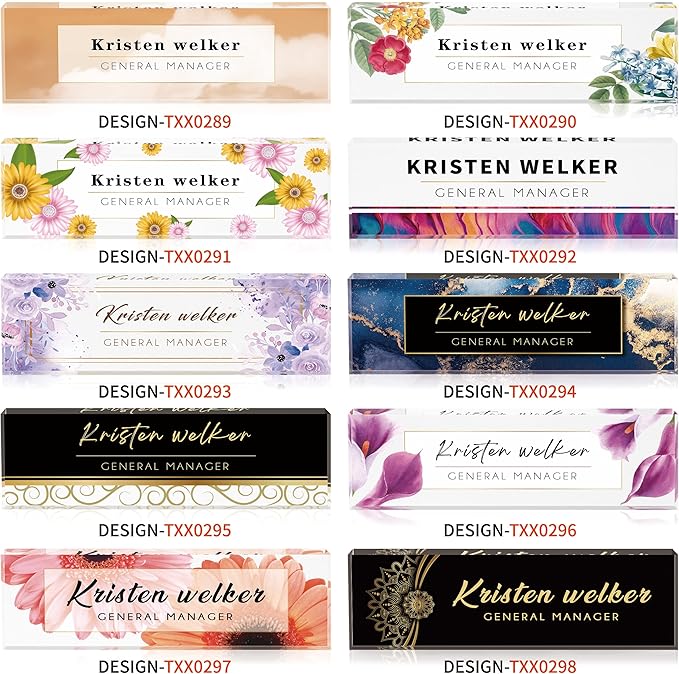 Desk Name Plate Personalized, Custom Name Plates for Desks, Office Desk Decor, Sunflowers Clear Acrylic Glass Block, Personalized Office Gifts for Women Men Boss Teachers Coworkers Appreciation Gifts