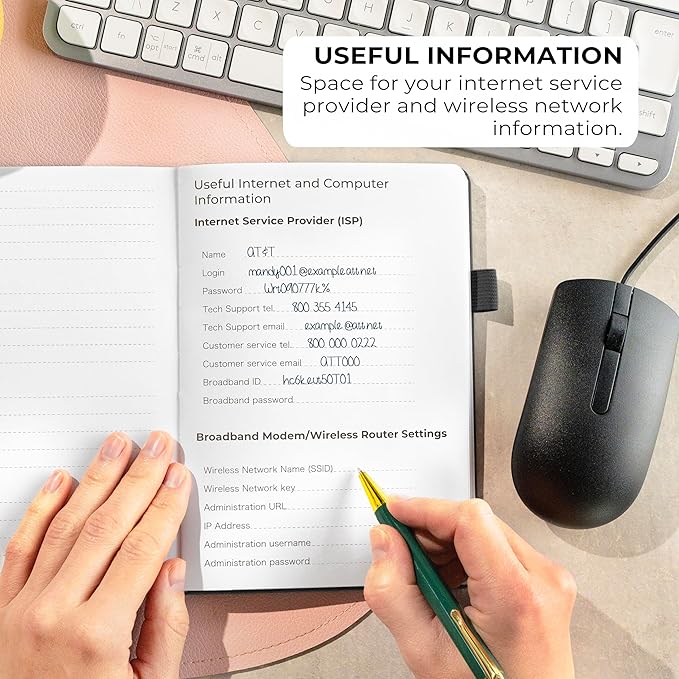 Clever Fox Password Book with alphabetical tabs. Internet Address Organizer Logbook. Medium Password Keeper for Website Logins (Black)