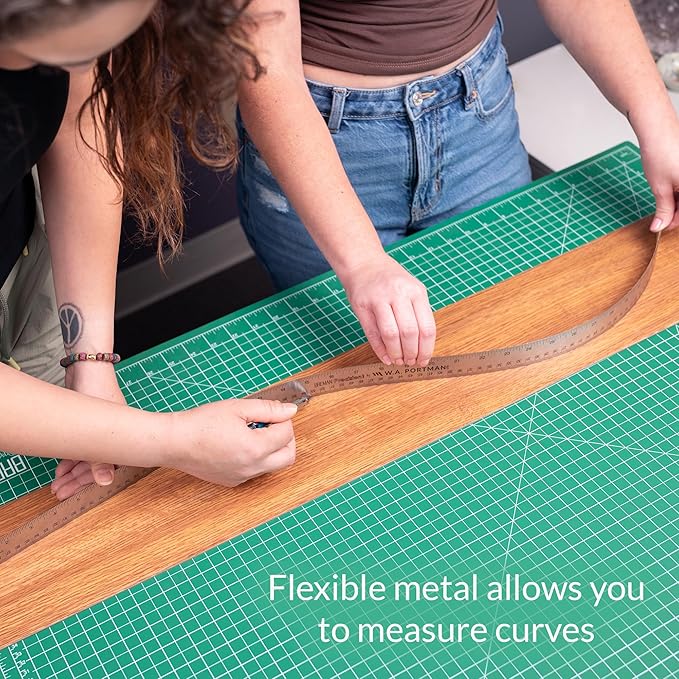 Breman Precision Metal Ruler 15 Inch Cork Back – 2 Pk Stainless Steel Straight Edge, Flexible Non-Slip Metal Ruler with Cork Backing – Imperial & Metric for Crafting, School, Workshop & Home Use