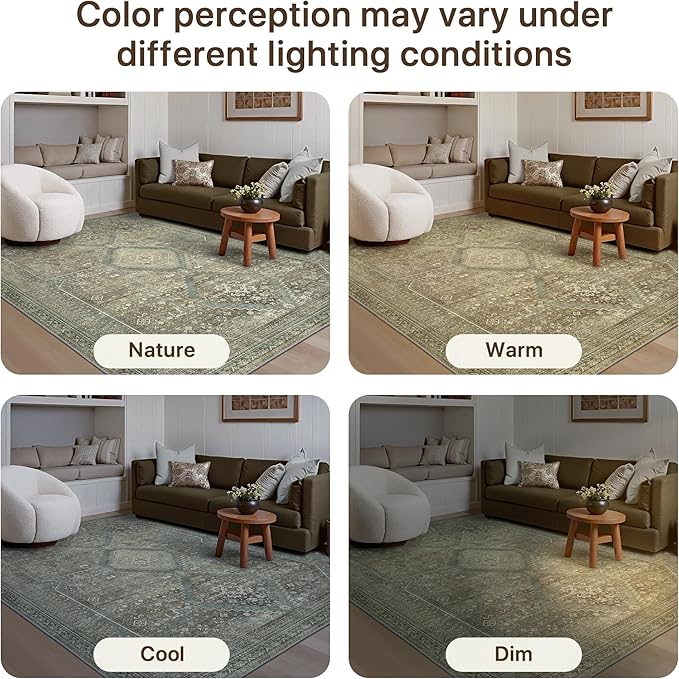 GENIMO Runner Rug 2x5 Non Slip Machine Washable Hallway Runner Rug, Low Pile Lightweight Rugs for Entryway, Hallway, Kitchen and Corridor, Sage/Blue