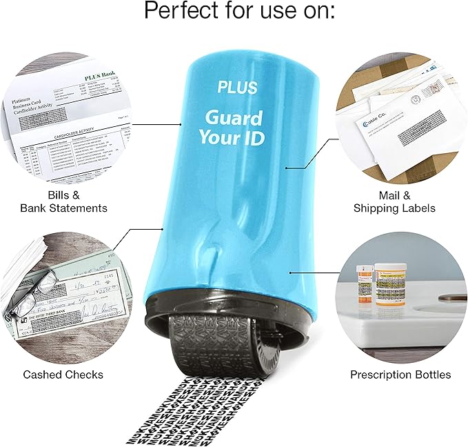 Guard Your ID Advanced 2.0 Roller 3-Pack for Identity Theft Protection, Confidential Security Stamp Mixed Color Kit (Turquoise, Green, White)
