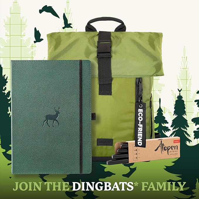 Dingbats* - Wildlife Squared Extra Large A4 Notebook - PU Leather Hardcover Journal for Work, Writing - Pocket, Elastic Closure, Pen Holder, Bookmark