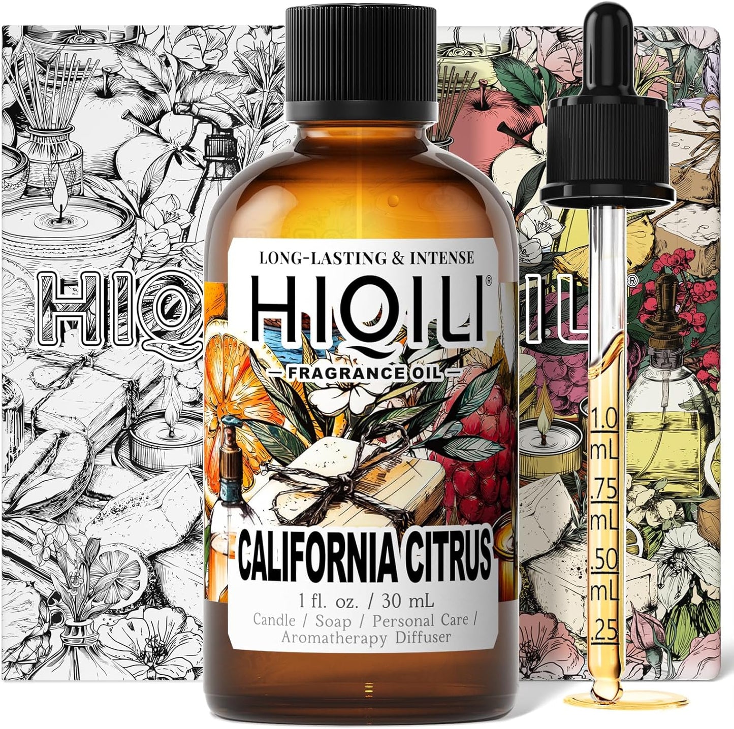 HIQILI California Citrus Fragrance Oil for Home Diffuser, Inspired by Alr-Cologne Cl.Calif, Making Candle, Soap & Air Freshener Spray, Fresh Hotel Scents - 1 Fl Oz