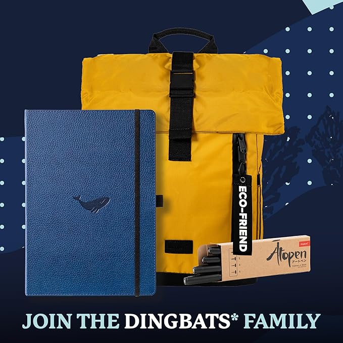 Dingbats* - Wildlife Dotted Extra Large A4 Notebook - PU Leather Hardcover Journal for Work, Writing - Pocket, Elastic Closure, Pen Holder, Bookmark