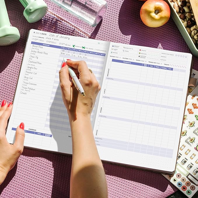 Clever Fox Fitness & Food Journal PRO – Daily Workout & Meal Planner for Women & Men – Exercise & Weight Loss Diary Notebook, 7.3x10.4” (Dark Terracotta)