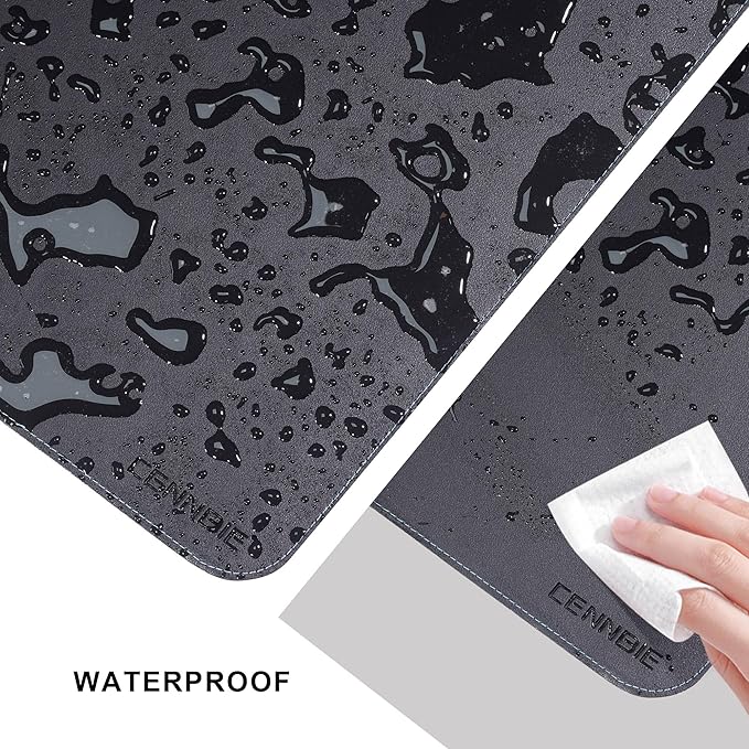 CENNBIE 39.4" x 27.5" Black Leather Desk Mat, Non-Slip Waterproof Extra Wide Desk Pad Protector,Computer Mouse Pad for Office Home