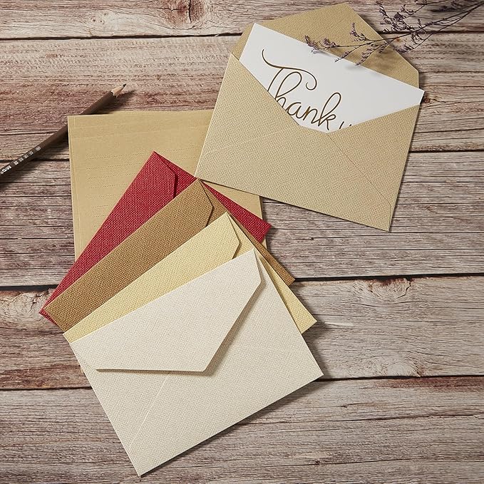 Tuhangcc Stationery Writing Paper and Envelopes Set with Jute Rope 4 X 6 for Writing Letter, (20 Best Paper with 10 Heavyweight envelopes),by Better Gift Office Products(Brown)