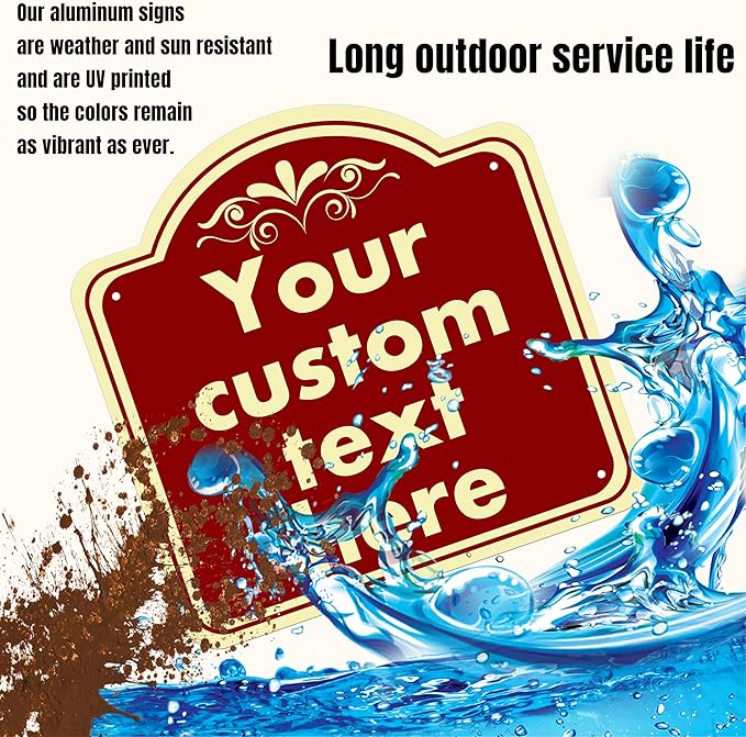 HK SIGNS Aluminum Weatherproof Metal Sign, Custom Indoor/Outdoor Decorative Sign, Modern Style, Red, 14*14 Inch