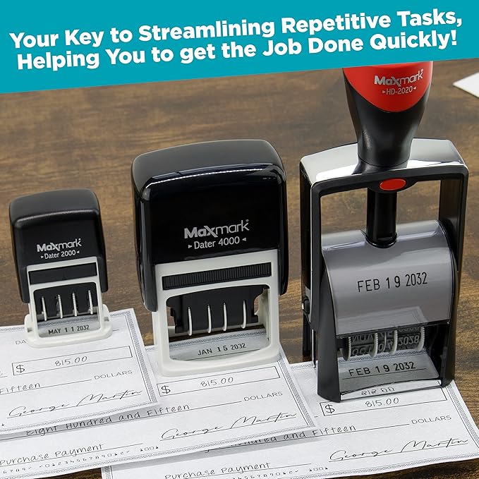 MaxMark 2000 Dater Self Inking Date Stamp - Red