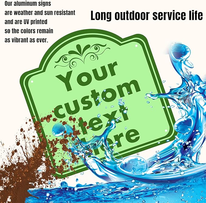 HK SIGNS Custom Aluminum Weatherproof Metal Sign, Modern Customizable, Green, 8*8 Inch, Indoor/Outdoor, Versatile Mount