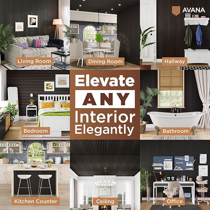 Avana Acoustic Wood Wall Panels – 47.2 x 12.6 Inch Smoke Oak Acoustic Panels 1 PC – Wall Panels For Interior Wall Decor for Homes, Offices, Studios – Modern Sturdy & Durable Wood Panels For Wall