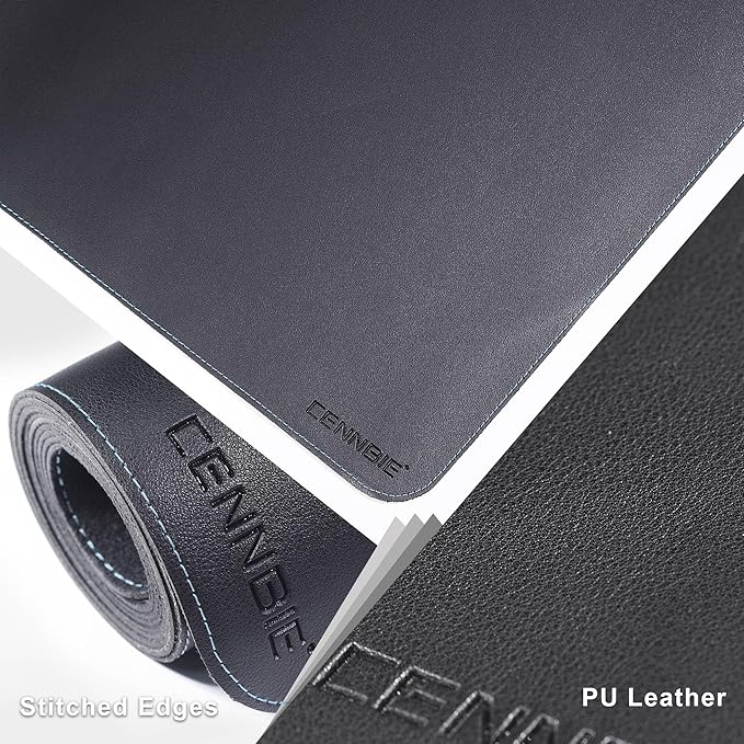 CENNBIE HUGE220 86.6" x 47" Black Leather Desk Mat for Conference Table, Dining Table, Work Table, Banquet Tables, Library Table