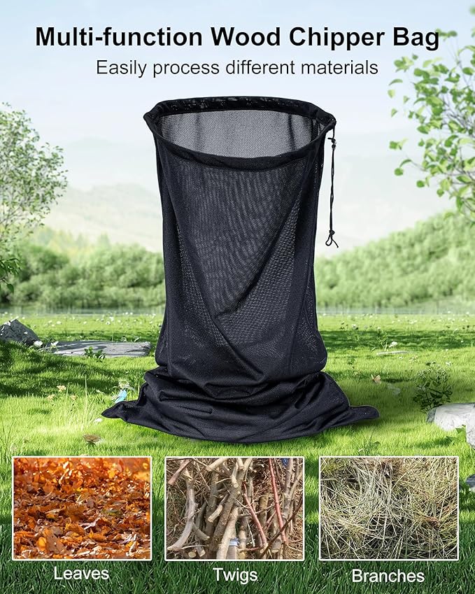 Wood Chipper Shredder Bag - Extra Large 24" x 48" Leaf Mulcher Shredder Collection Bag for Troy Bilt Wood Slicer Splitter Chipper Lawn Machine Universal Parts -2 Packs