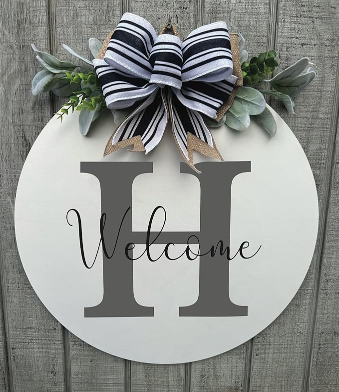Wood front door sign Wood sign Home decor Welcome sign Sign for front door House warming gift Wedding gift (Personalized Welcome, 11" Width)