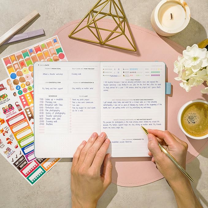 Clever Fox Self-Care Journal – Daily Reflection Notebook – Mental Health & Personal Development Planner, Meditation & Mood Log, A5 (Blue Surf)