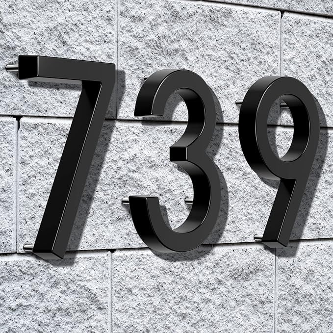 6" Floating Stainless Steel Address House Number, Modern Metal Anti-Rust House Numbers with Nail Kits for Door Garden Mailbox Decor Visibility Signage (1)