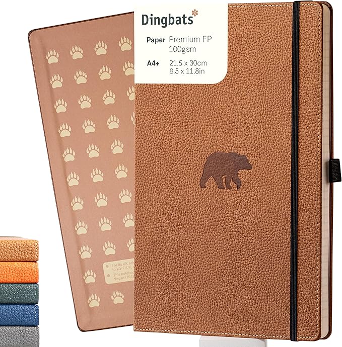 Dingbats* - Wildlife A4 Lined Notebook - Extra Large Hardcover PU Leather Journal - for Work, Travel - Pocket, Elastic Closure, Pen Holder, Bookmark