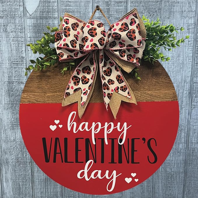 Wood front door sign Wood sign Home decor Welcome sign Sign for front door House warming gift Wedding gift (Happy Valentine's Day(UV014(A60) S005), 30" Width)