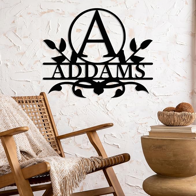 Personalized Metal Name Signs, Split Letter Monogram Wall Decor, Custom Last Name Sign, Family Name Sign for Outdoor, Personalized Wedding Gift, Garden Decor, Metal Wall Art, Housewarming Gift