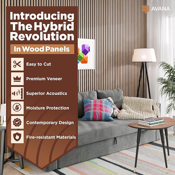 Avana Modern Acoustic Wood Wall Panels – 47.2 X 12.6 Inch White Oak Acoustic Panels 2 PCs – Wall Panels For Interior Wall Decor For Homes, Offices, Studios – Sturdy And Durable Wood Panels For Wall