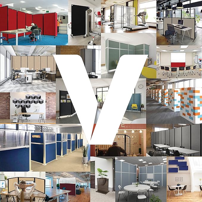 Versare Workstation Partition | Portable Wall Divider | Modern Office Cubicle | Free Standing Privacy Screen | Flexible Work Space | 99" x 70" Urban Oak Wood Grain Panels with Clear Window