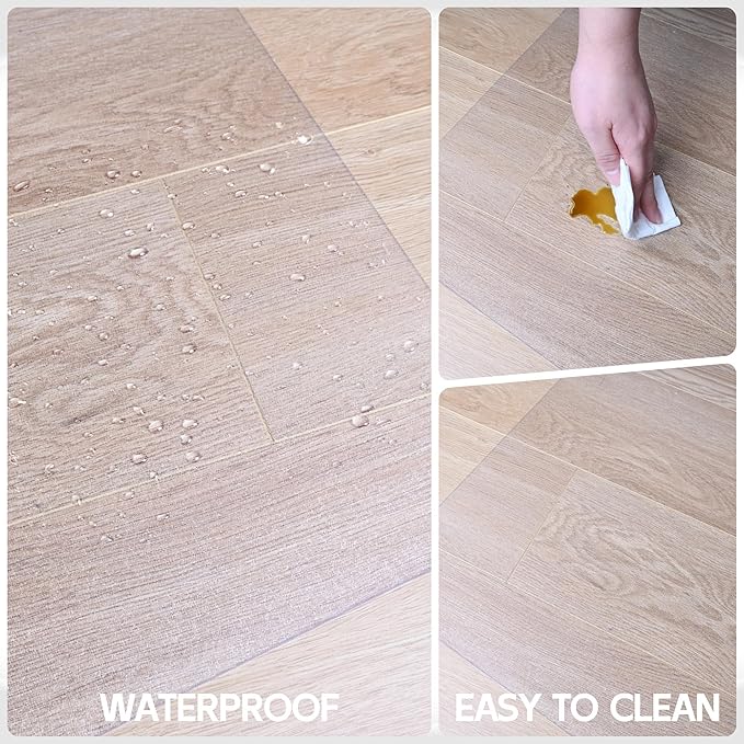 HOMEK Office Chair Mat for Hardwood Floor, 55” x 35” Crystal Clear Hard Floor Chair Mat, Transparent Floor Protector Mat Flat Without Curling