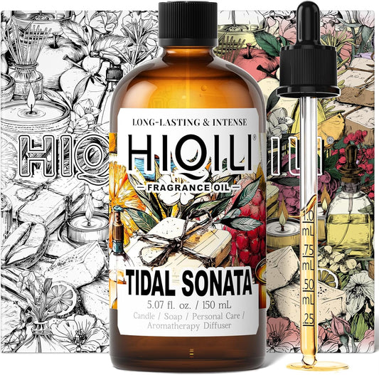 HIQILI Tidal Sonata Fragrance Oil for Diffuser, Candle & Soap Making, Personal Care Scenting, Aquatic Notes, Long-Lasting Scents - 5.07 Fl Oz
