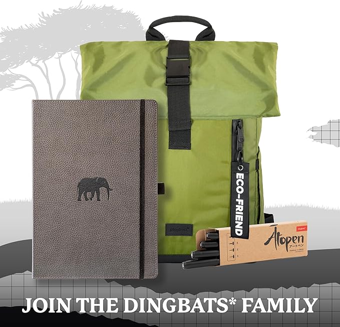 Dingbats* - Wildlife Lined Extra Large A4 Notebook - PU Leather Hardcover Journal for Work, Writing - Pocket, Elastic Closure, Pen Holder, Bookmark