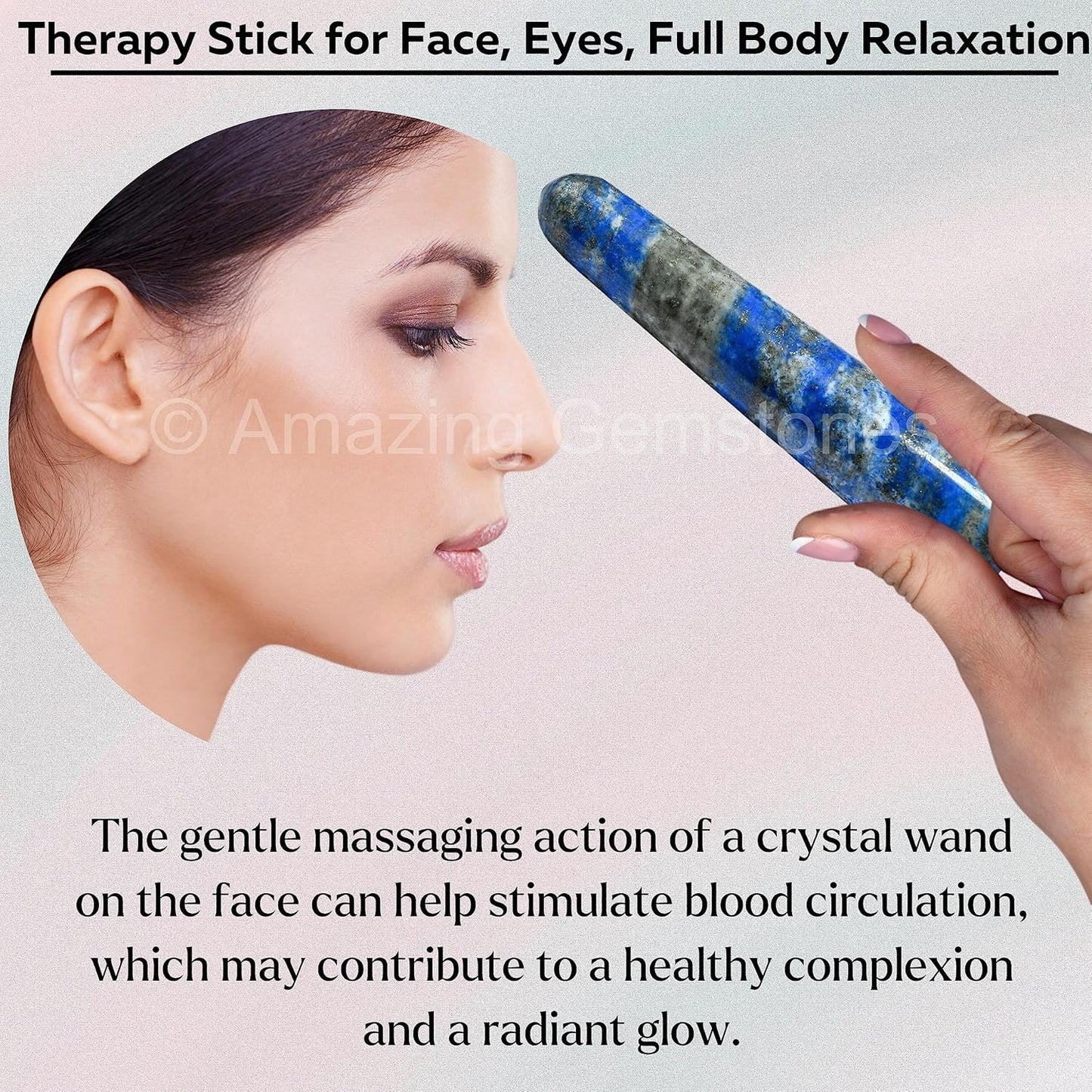 Amazing Gemstone Lapis Lazuli Crystal Wand Massage Stick - Pelvic Wand Gua Sha for Adults - Crystals and Healing Stones Massage Wands for Adults Gifts (Smooth)