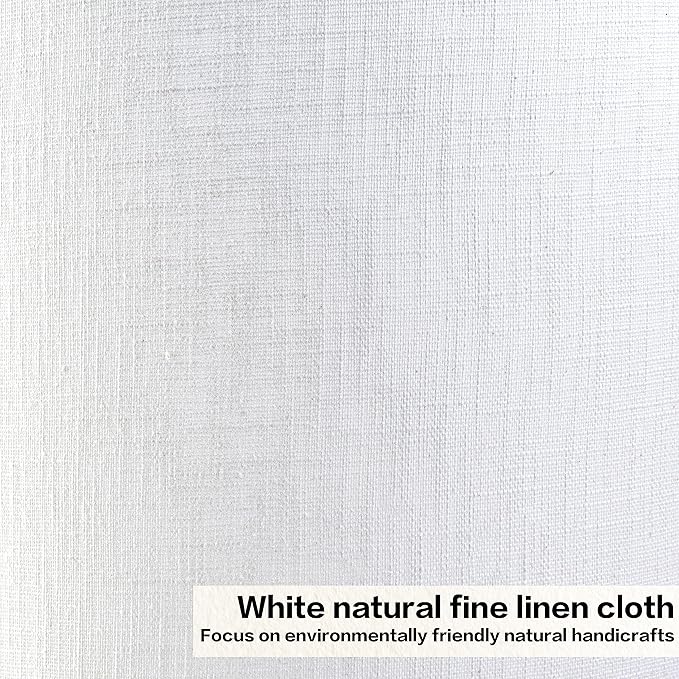 Set of 2 Pure White Linen Drum Lamp Shade 13" Top x 13" Bottom x 10" High (Spider) Contemporary Lamp Shades for Table Lamps & Bedside Lamps Replacement Lampshade - GO&SO - Assembly is Required